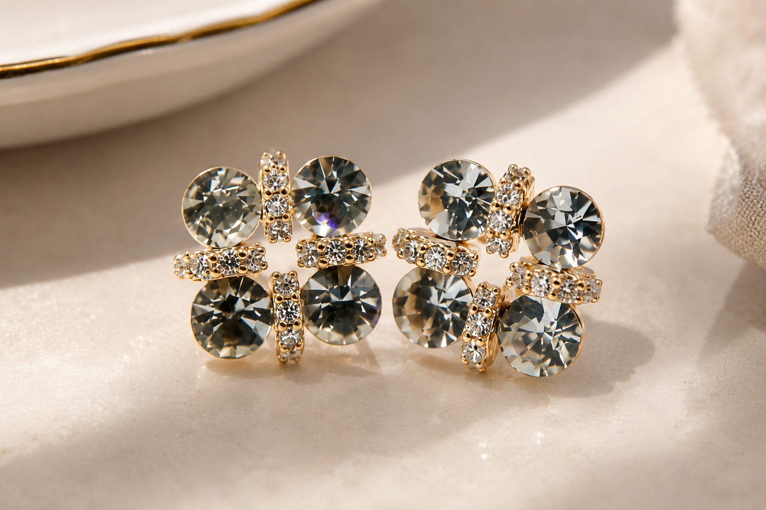 Brelumi Celestial Crystal Floral Earrings