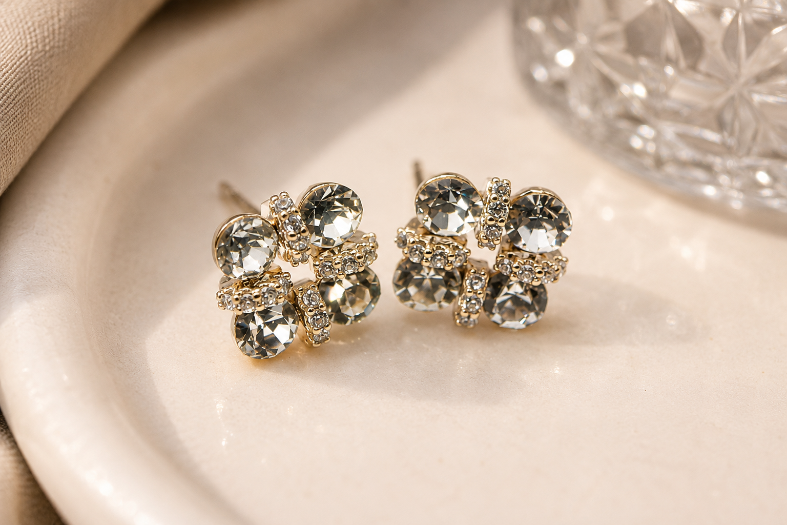 Pair of crystal floral earrings